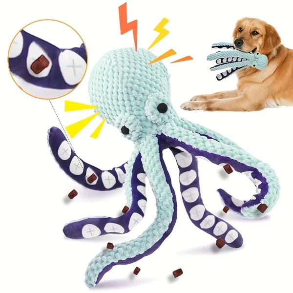 2pcs Octopus Shape Plush Squeaky Pet Toys