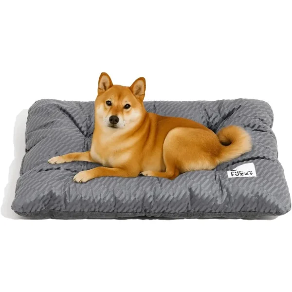 funny fuzzy 35×23 washable dog crate bed